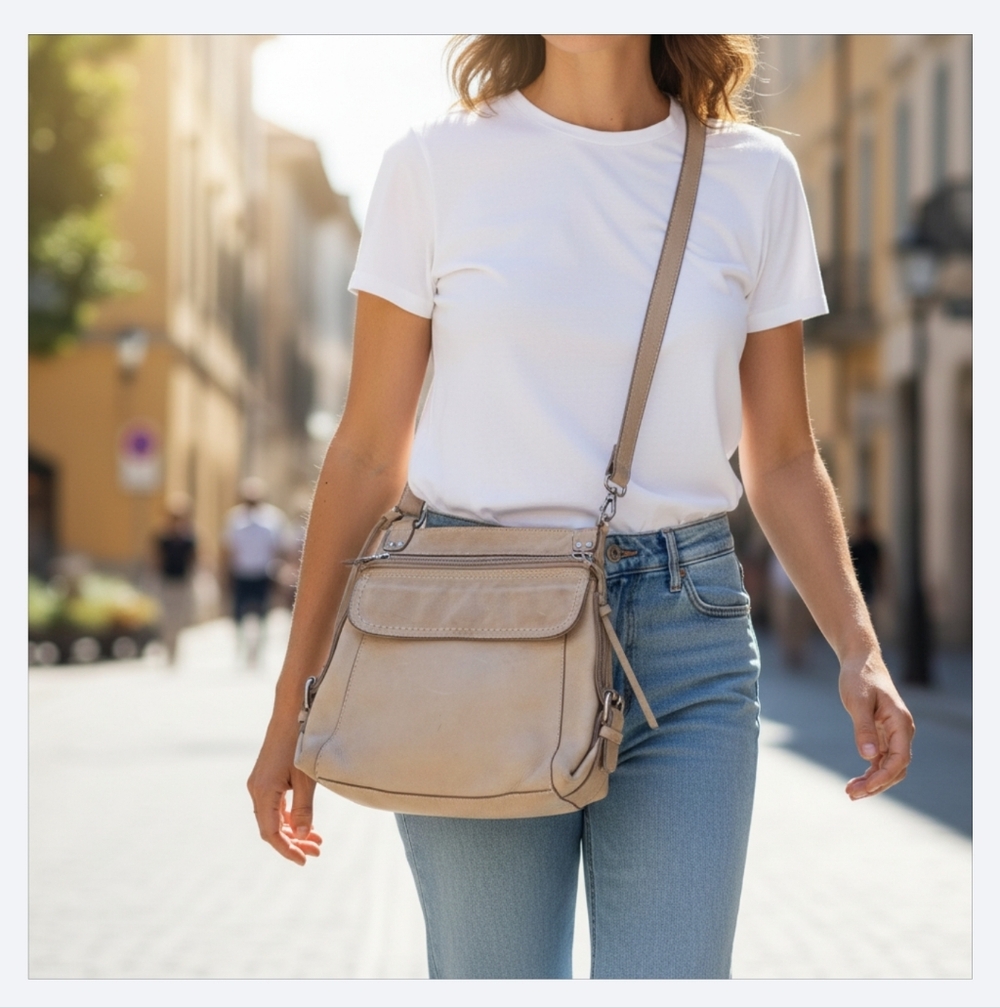 Fossil  Authentic Vintage Genuine Leather Organizer Crossbody hand Bag Purse